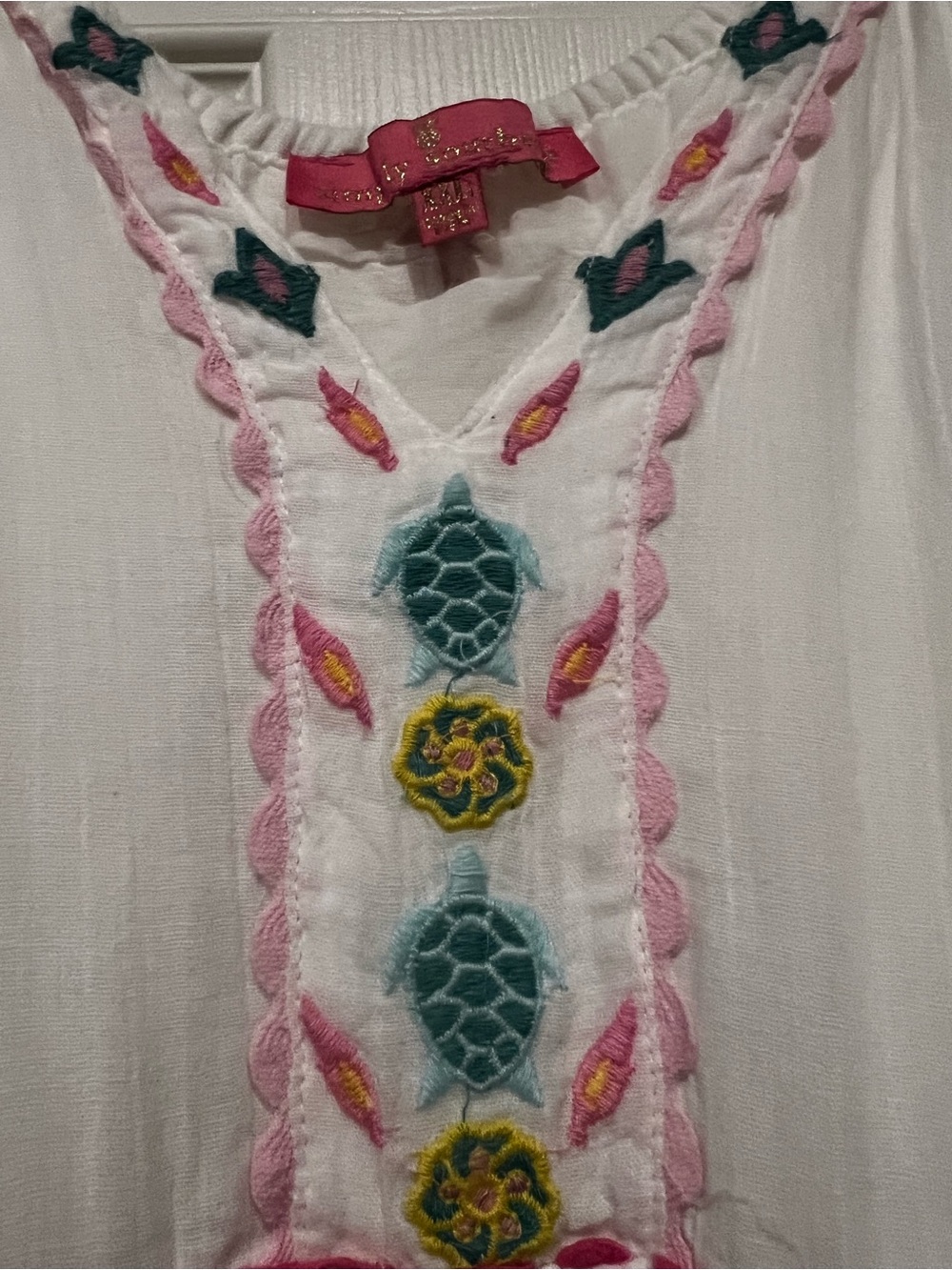 Simply Southern White Tiered Dress with Multicolor Embroidery 100% Cotton - Picture 2 of 10
